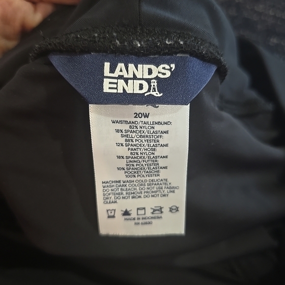 Lands End Plus Black Swim Shorts Size 20W Built In Briefs - Picture 4 of 6